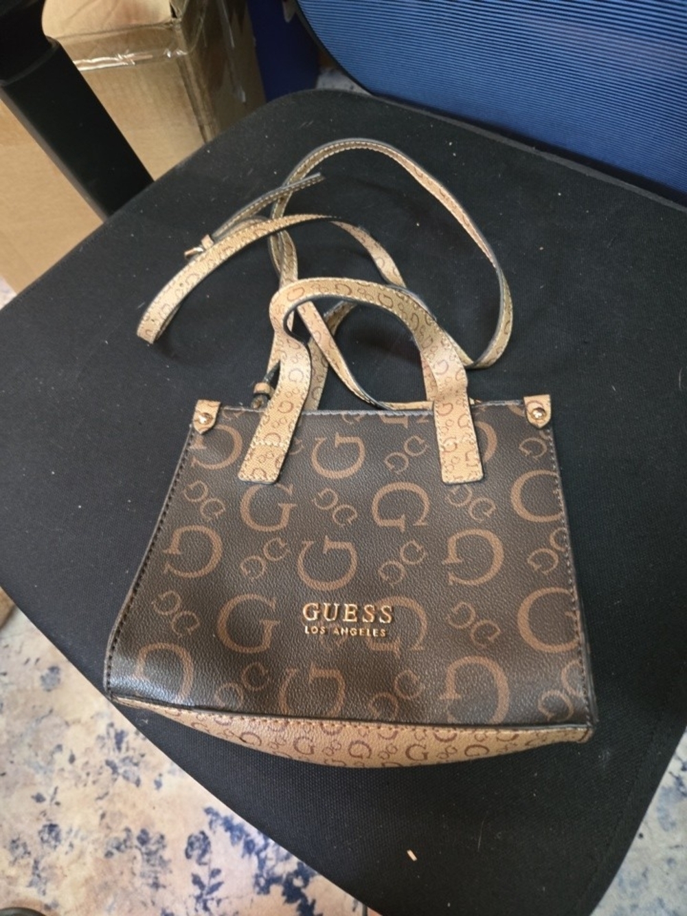 GUESS Brown Logo Crossbody Mini Tote‎